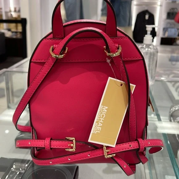 Michael Kors Ladies Backpack Bag Jaycee XS Convertible Zip Backpack Electric Pnk - Picture 4 of 16